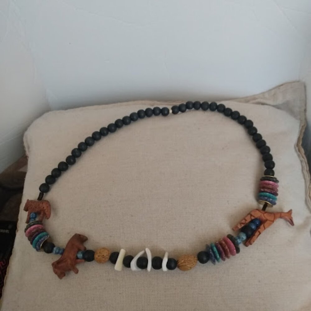 Wild animal bead necklace.